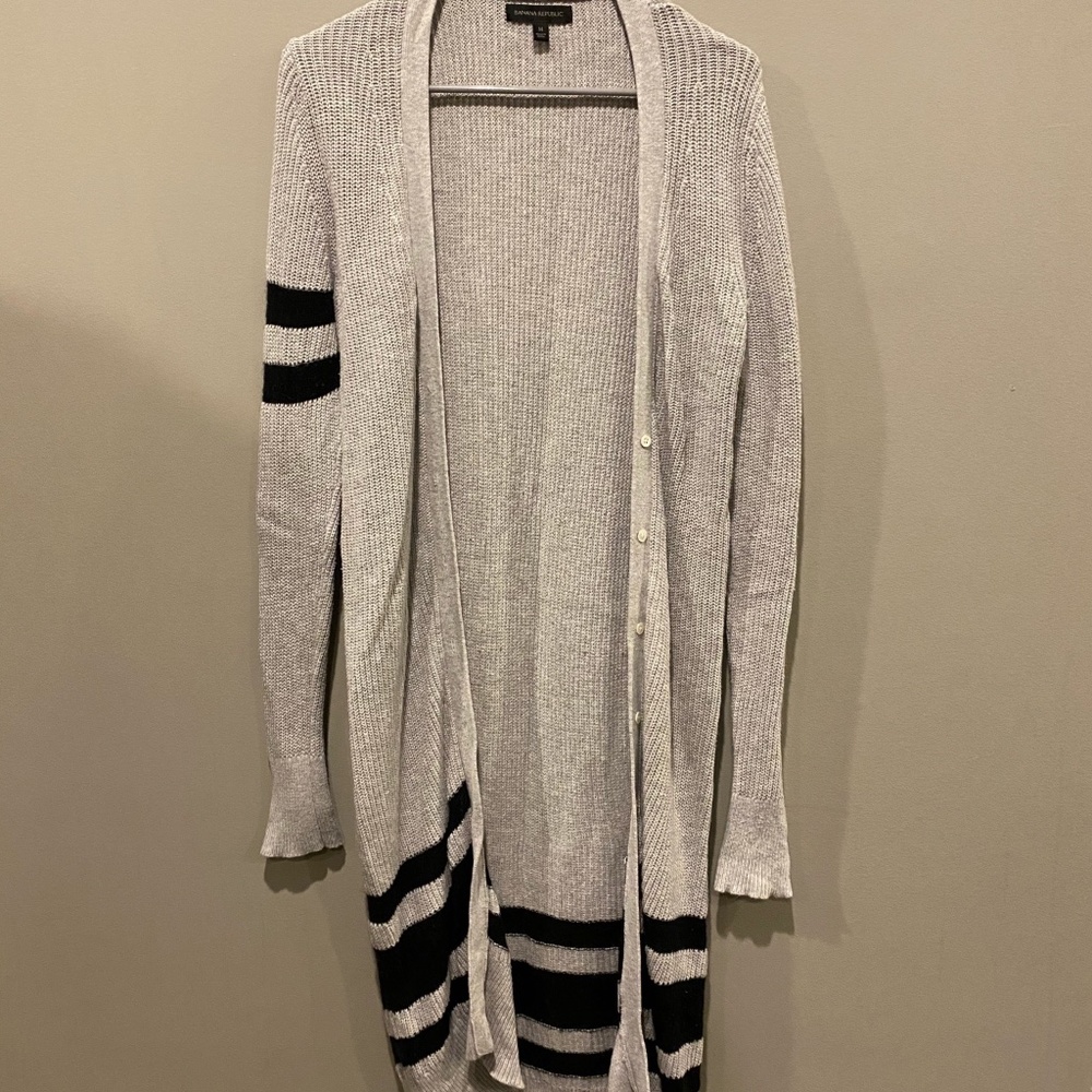 Grey and Black Knit Duster Cardigan